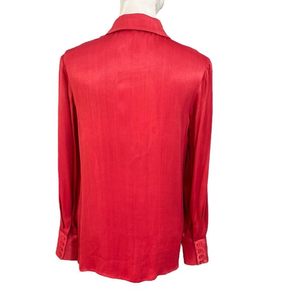 Atoir Satin Button Down Blouse Red Long Sleeve Women’s Size XS - Picture 4 of 7